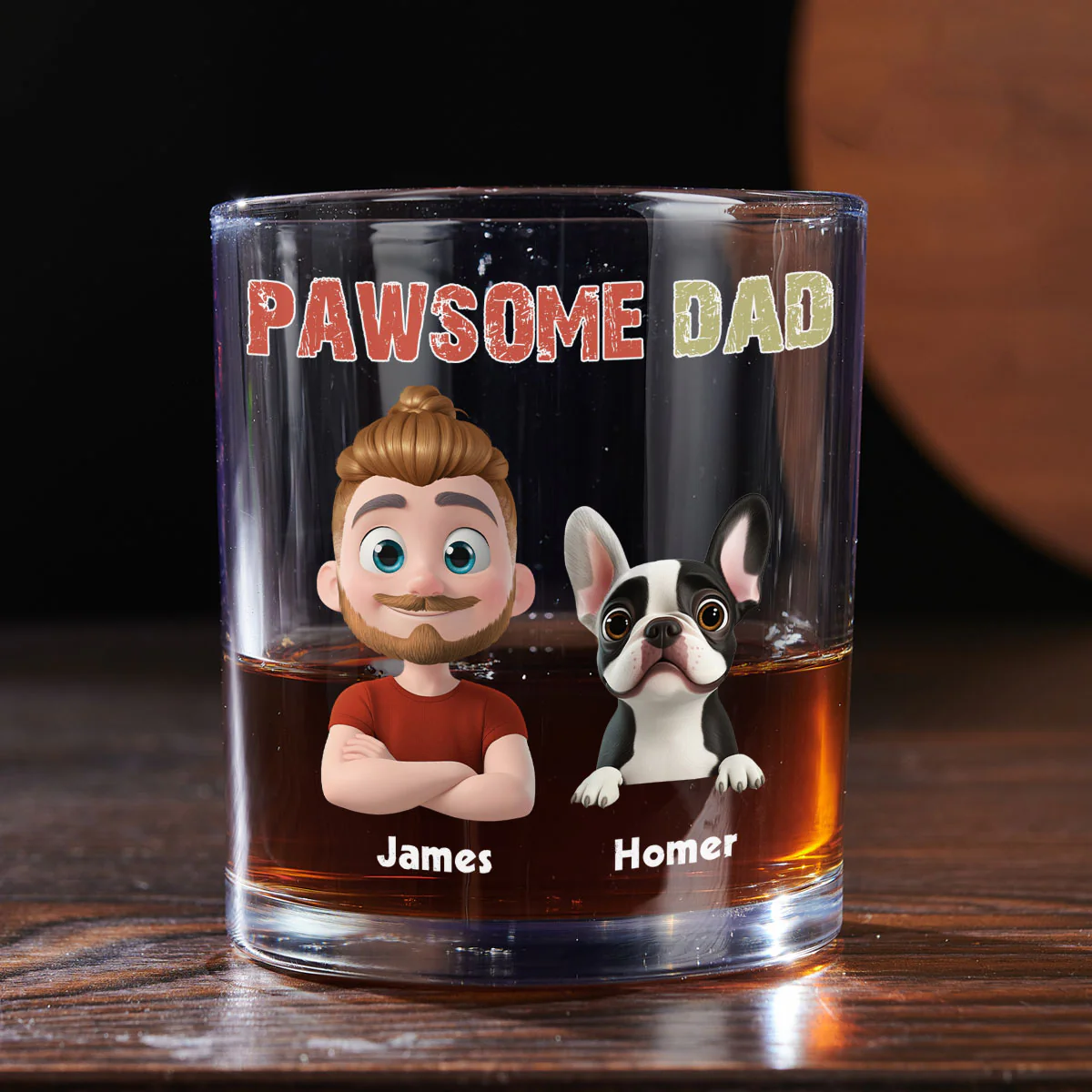 Pawsome Dad - Personalized Custom Whiskey Glass - Image 5