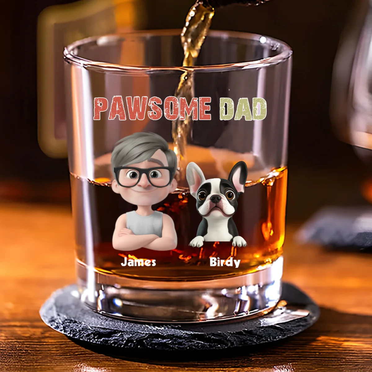 Pawsome Dad - Personalized Custom Whiskey Glass - Image 6