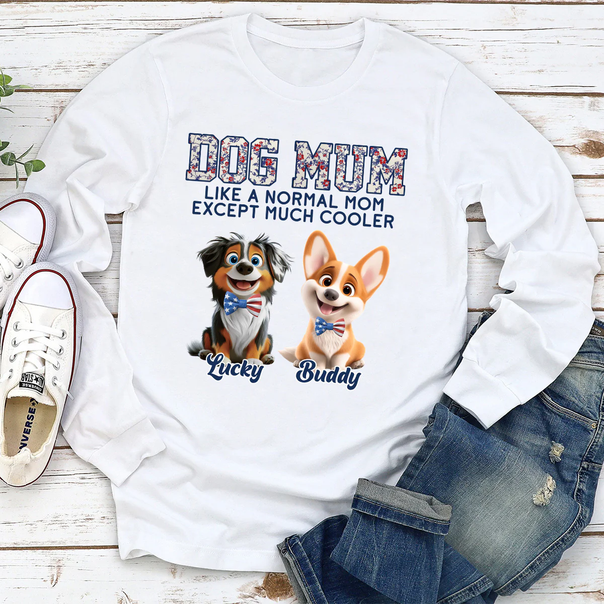 Pawsome Dog Mom - Personalized Custom Long Sleeve T-Shirt - Image 2
