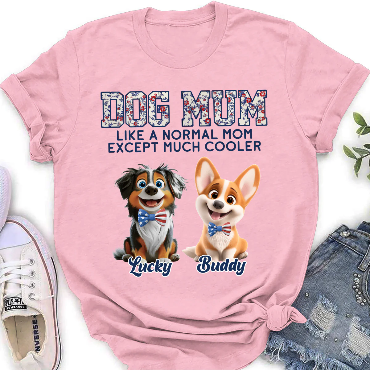 Pawsome Dog Mom - Personalized Custom Women's T-Shirt - Image 3