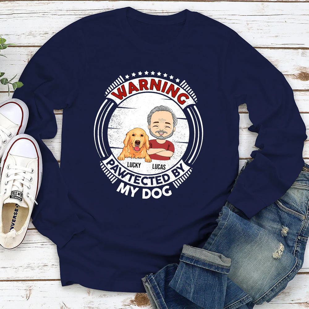 Pawtected By My Dog - Personalized Custom Long Sleeve T-shirt - Image 3
