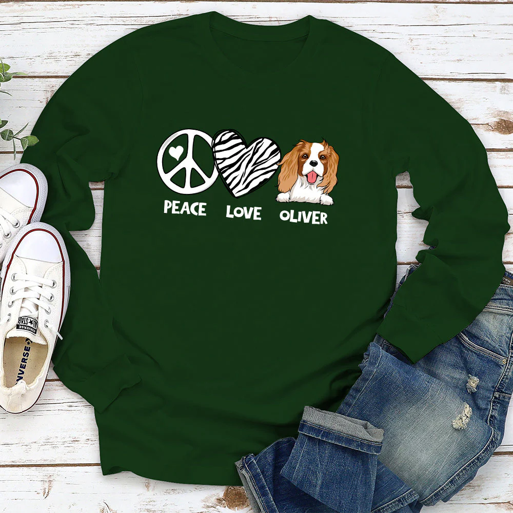 Peace And Love - Personalized Custom Long Sleeve T-shirt - Image 2