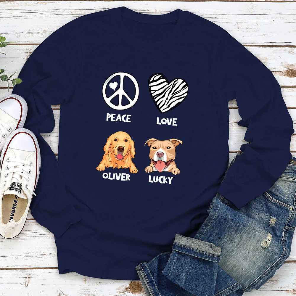Peace And Love - Personalized Custom Long Sleeve T-shirt - Image 3