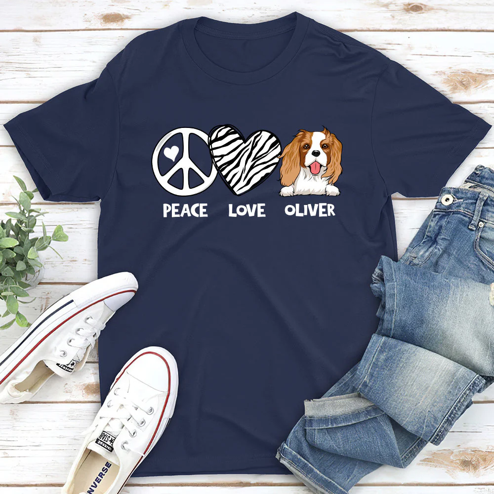 Peace And Love - Personalized Custom Unisex T-shirt - Image 2