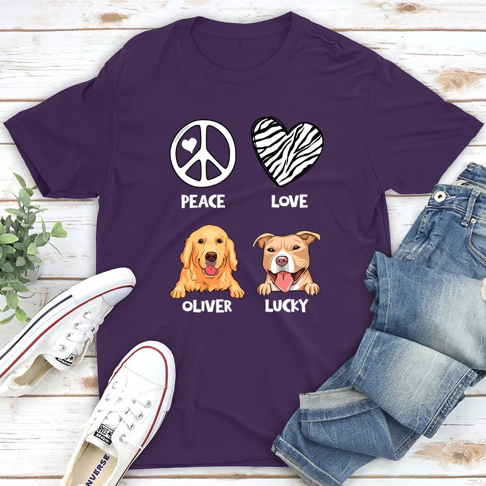 Peace And Love - Personalized Custom Unisex T-shirt - Image 4