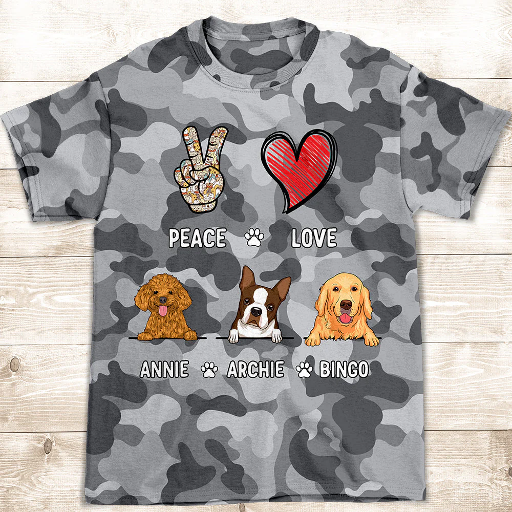 Peace Love Camo - Personalized Custom All-over-print T-shirt - Image 2