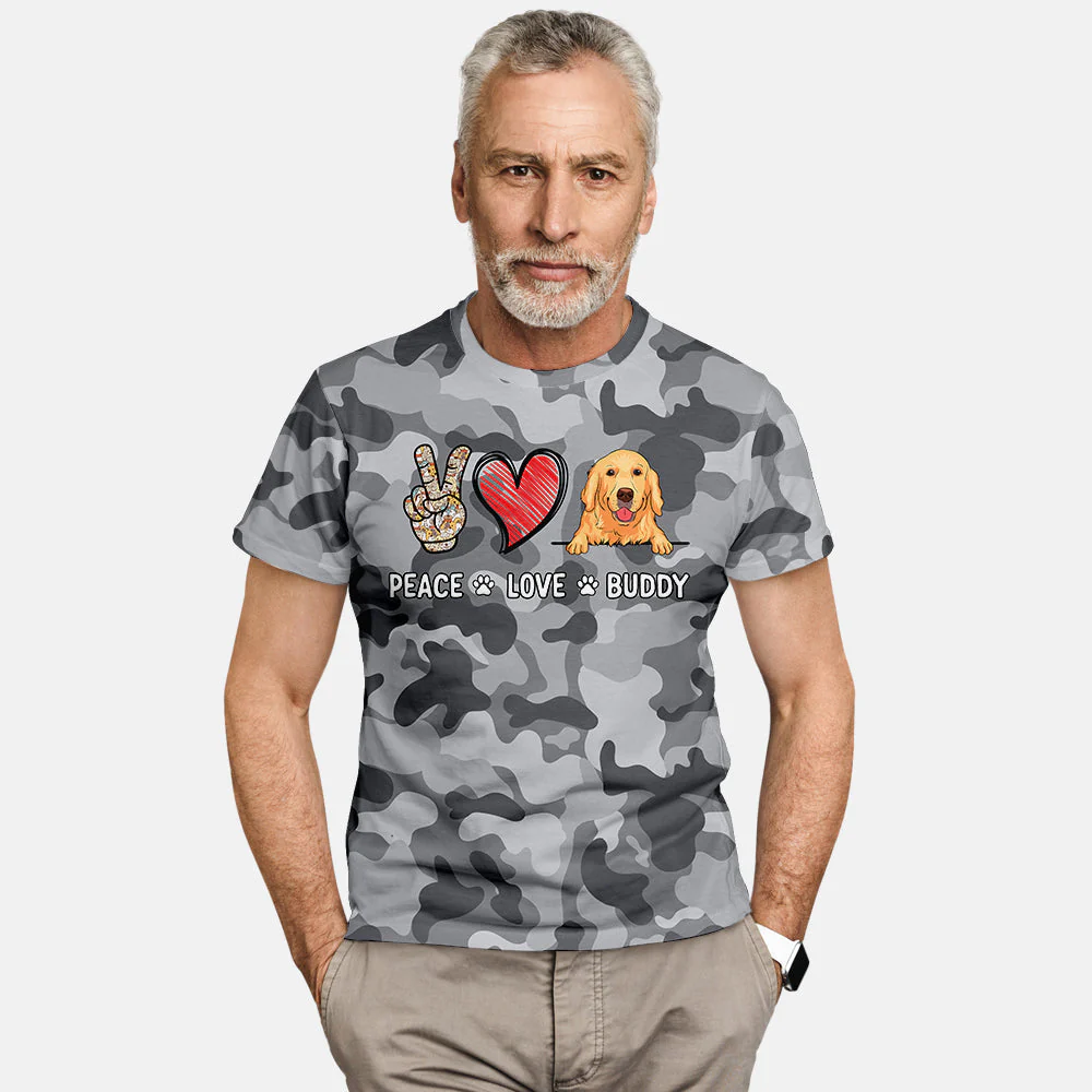 Peace Love Camo - Personalized Custom All-over-print T-shirt - Image 3