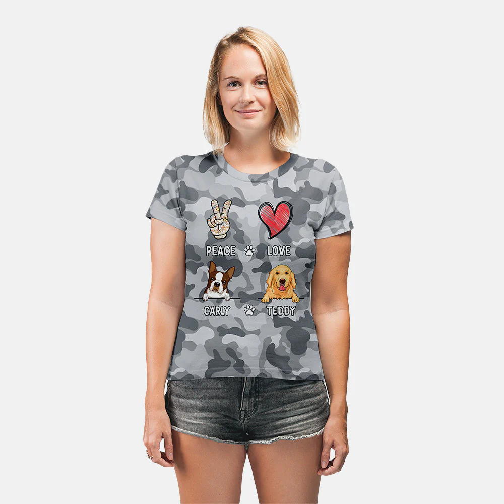 Peace Love Camo - Personalized Custom All-over-print T-shirt - Image 4