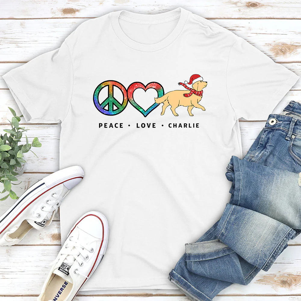 Peace Love Christmas Pattern - Personalized Custom Unisex T-shirt - Image 2