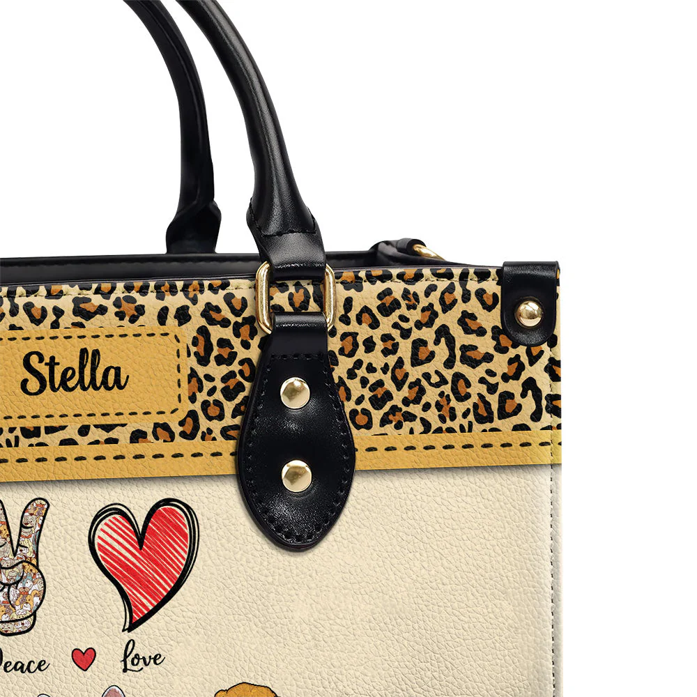 Peace Love Dog Leopard - Personalized Custom Leather Bag - Image 6