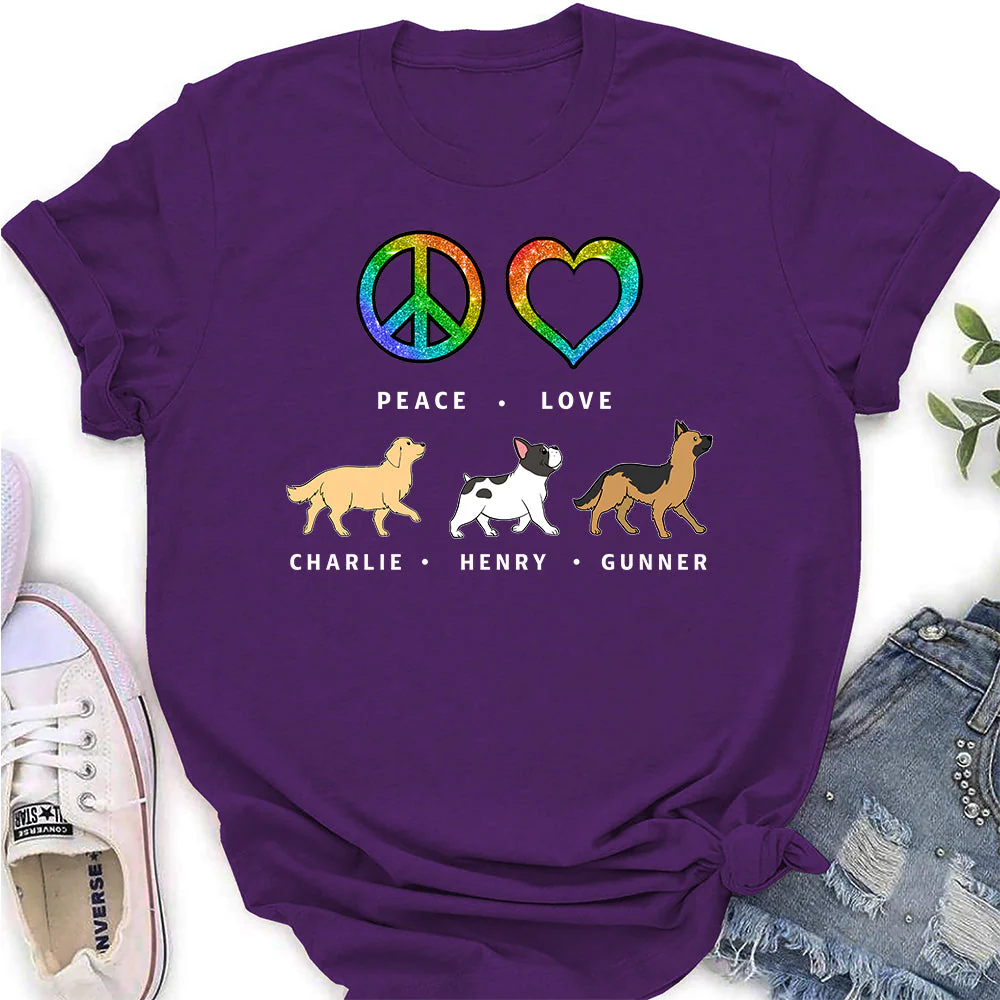 Peace Love Dog Pattern 2 - Personalized Custom Women's T-shirt - Image 4