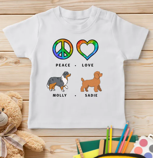Peace Love Dog Pattern - Personalized Custom Youth T-shirt - Image 4