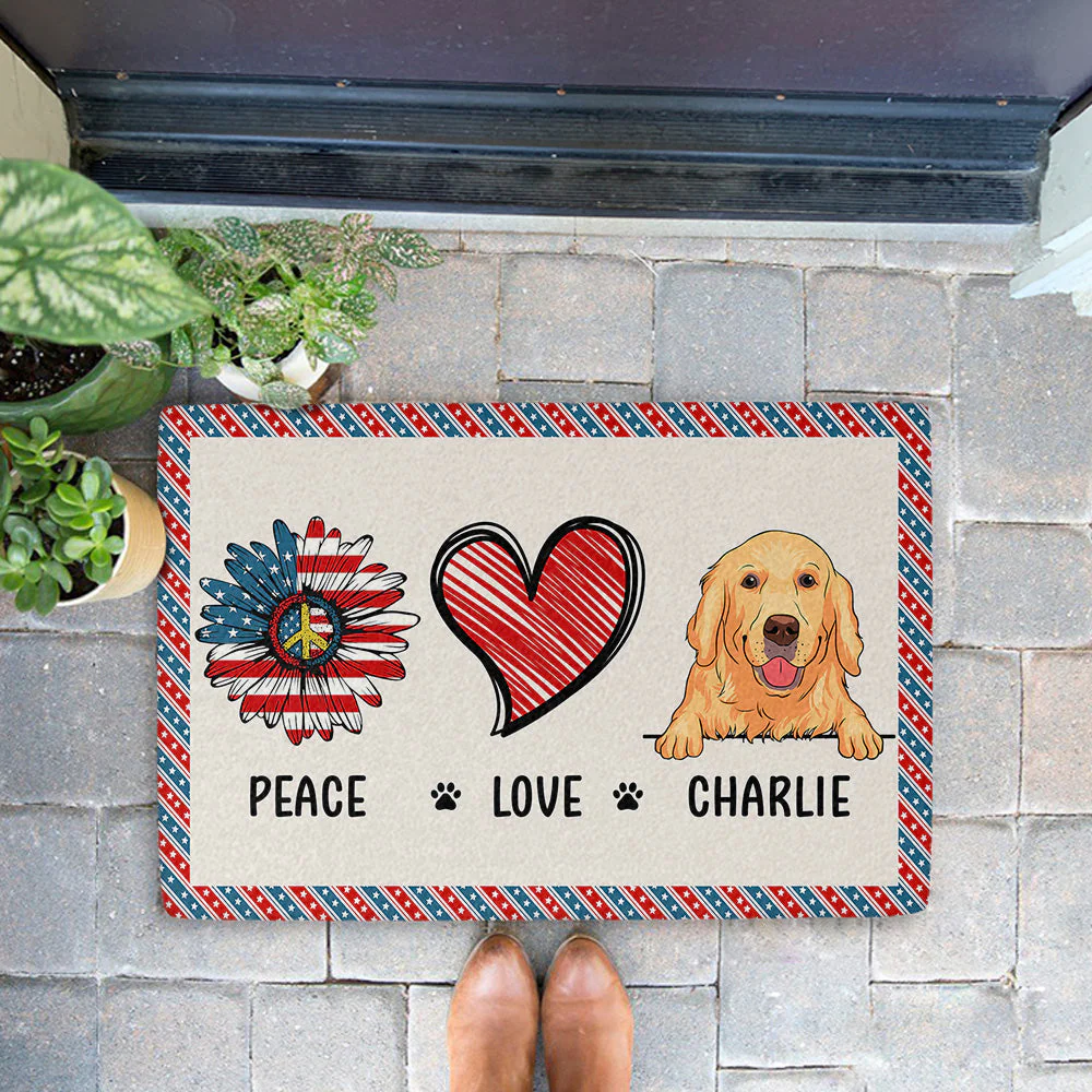 Peace Love Dog - Personalized Custom Doormat - Image 2