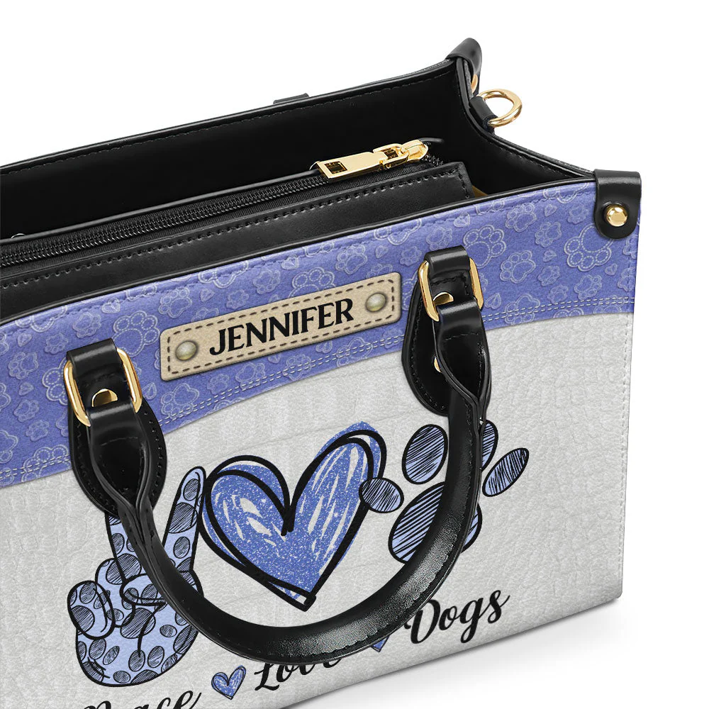 Peace Love Dogs - Personalized Custom Leather Bag - Image 4