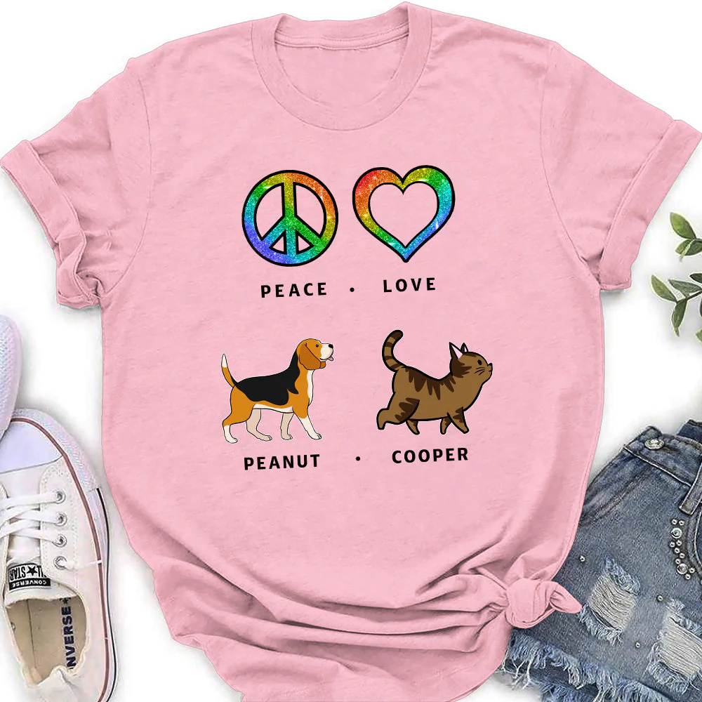 Peace Love Pet Pattern - Personalized Custom Women's T-shirt - Image 3