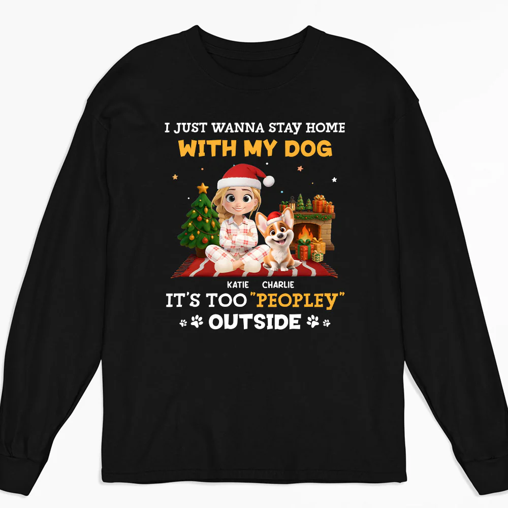 Peopley Cartoon Dog And Human - Personalized Custom Long Sleeve T-Shirt