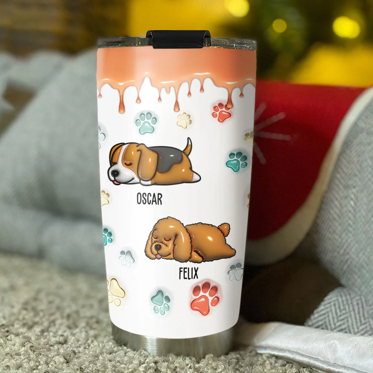 Perfect Dog Mom - Personalized Custom 3D Inflated Effect Tumbler - Image 3