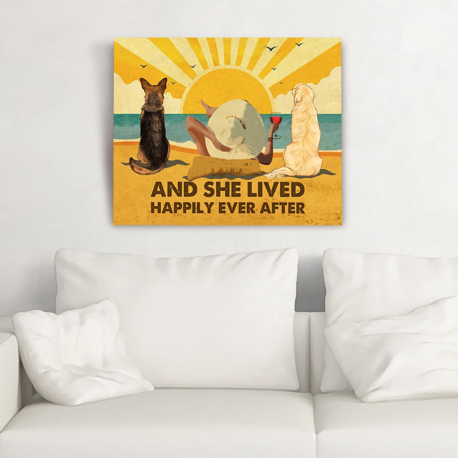 Dog Happily Ever After - Personalized Custom Canvas - Beach, Wine And Dogs - Image 2