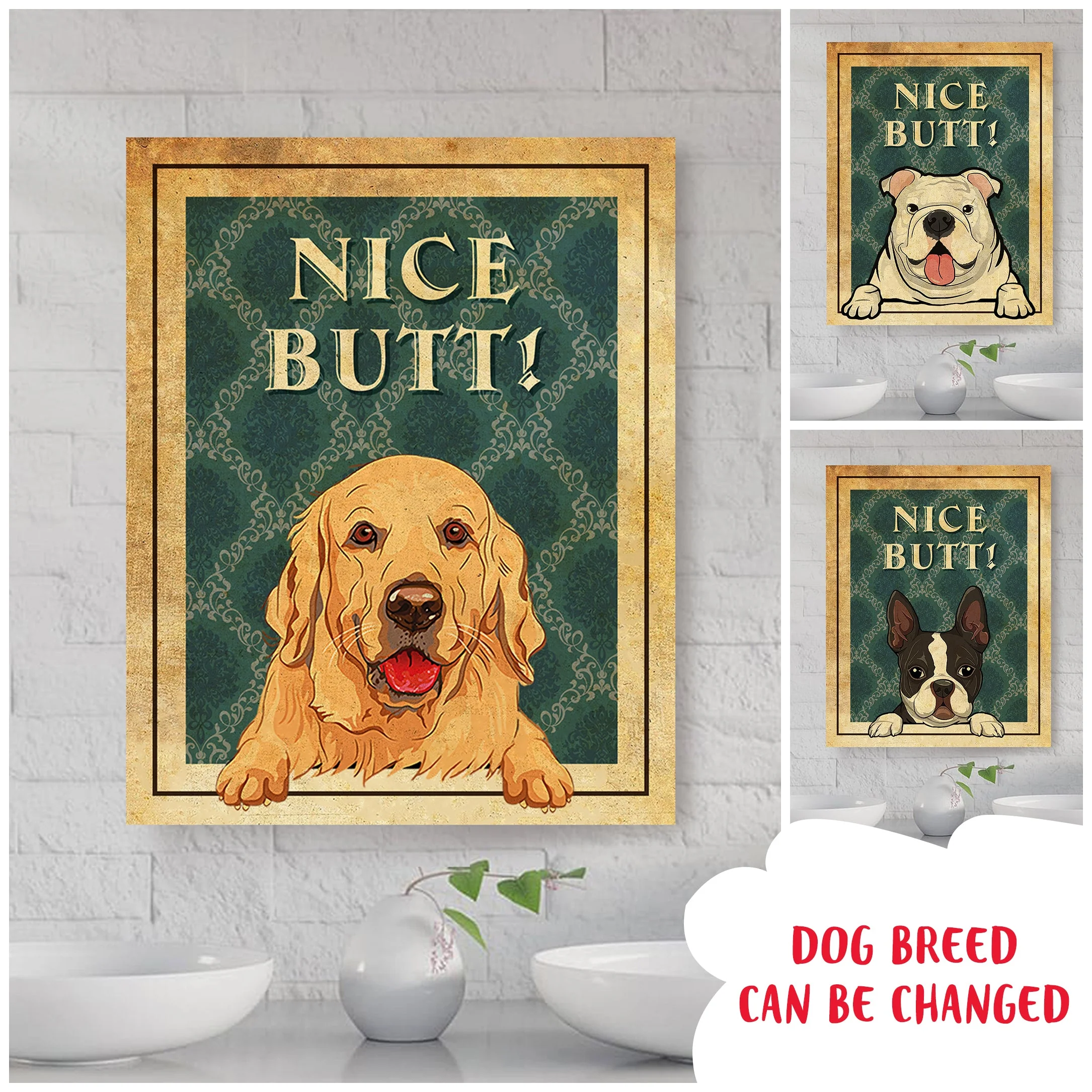 Personalized Custom Canvas - Nice Butt - Peeking Dog