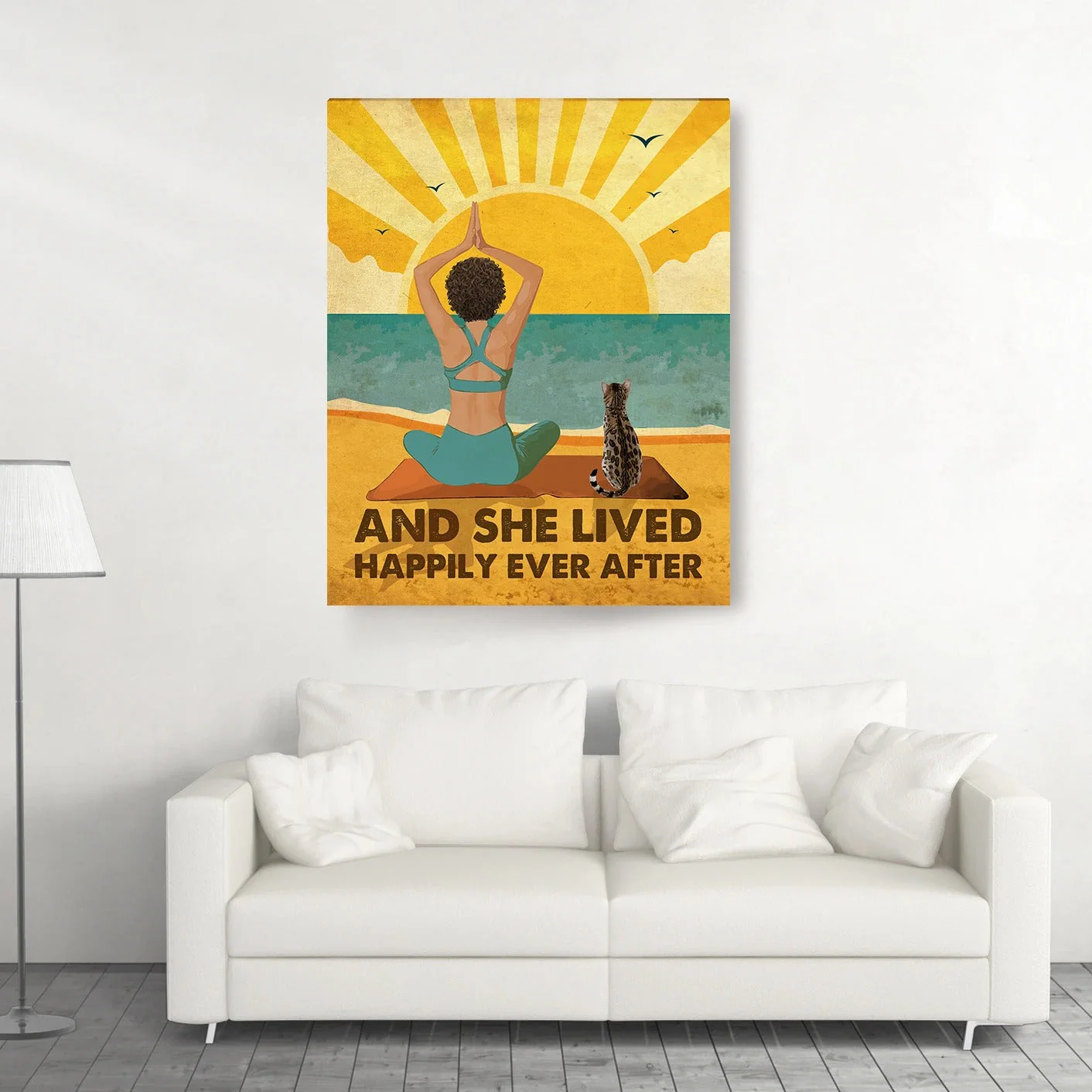 Yoga And Cat - Happily Ever After - Personalized Custom Canvas - Image 2