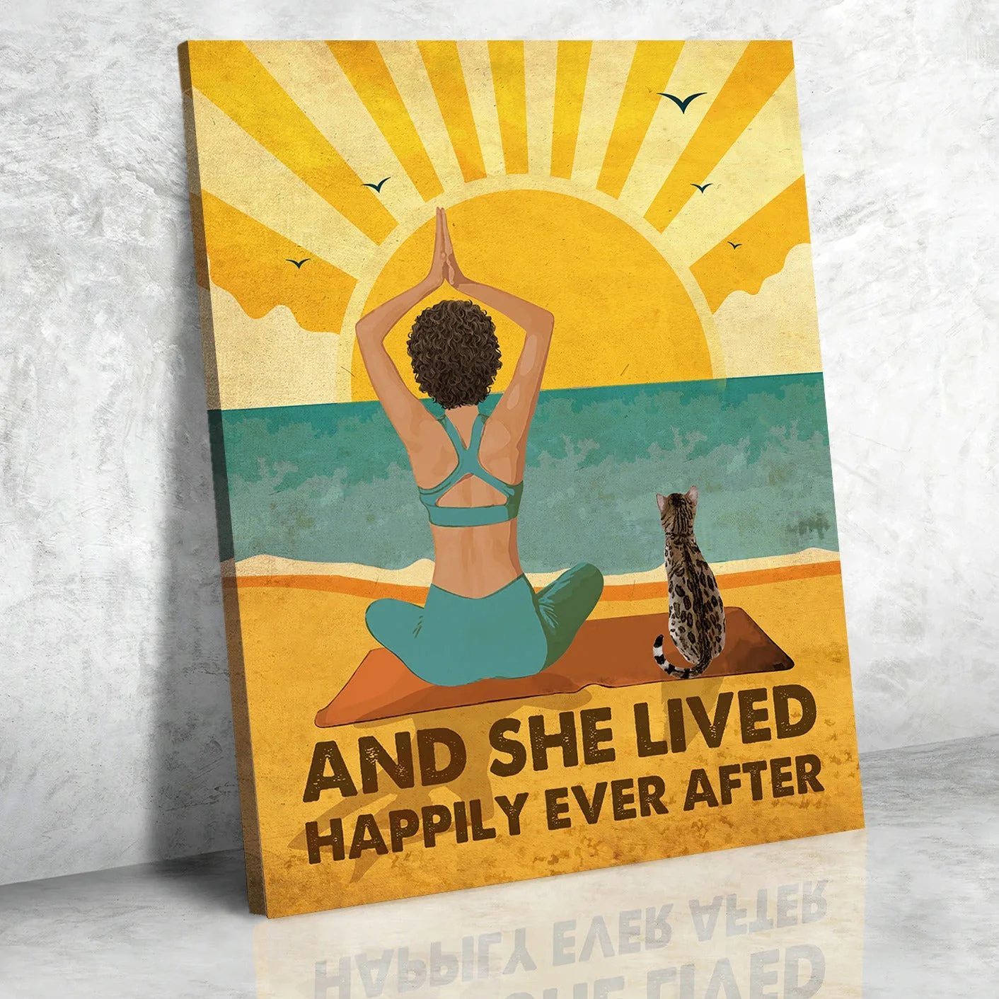 Yoga And Cat - Happily Ever After - Personalized Custom Canvas - Image 3