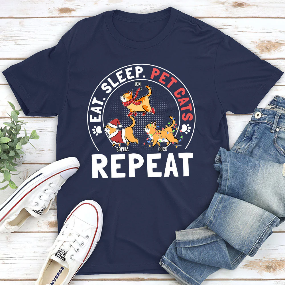 Pet Cat Repeat - Personalized Custom Unisex T-shirt - Image 2
