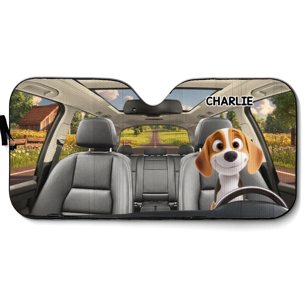 Pet Drives Car - Personalized Custom Car Sunshade - Image 6