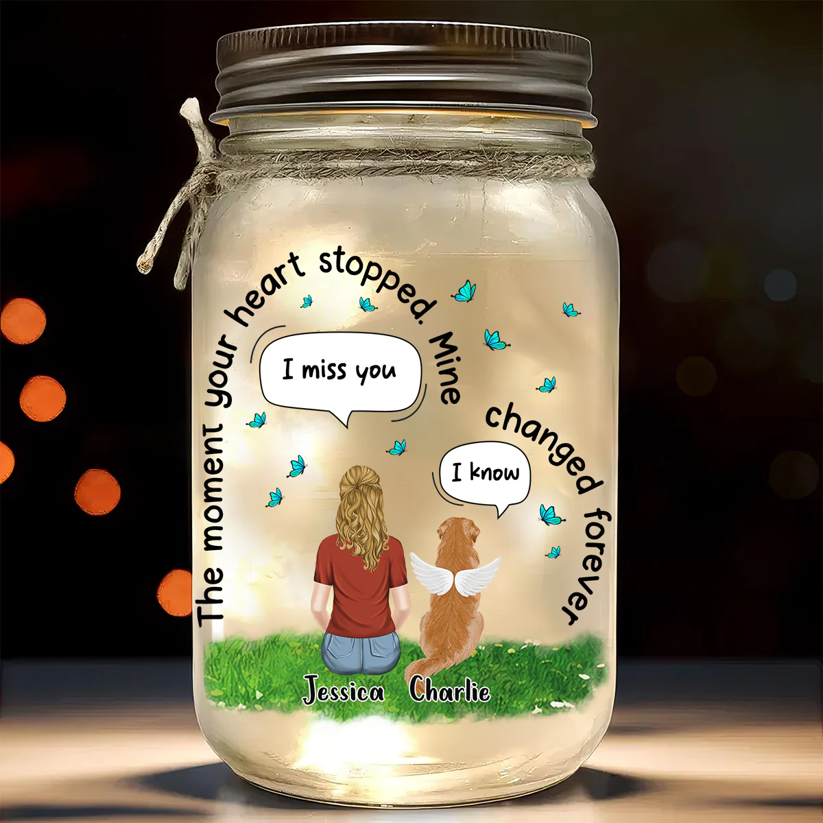 Pet Heart - Personalized Custom Mason Jar Light