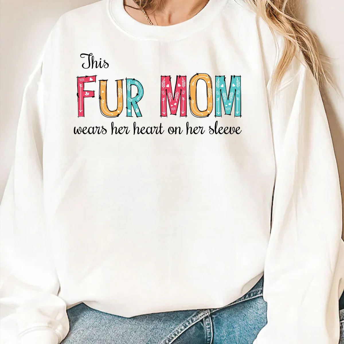 Pet Mom Dad Hearts On Sleeve - Personalized Custom Sweatshirt - Image 3
