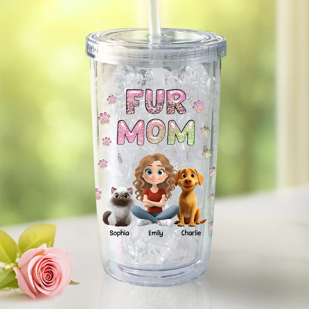 Pet Mom Lovely Chibi - Personalized Custom 14oz Plastic Tumbler