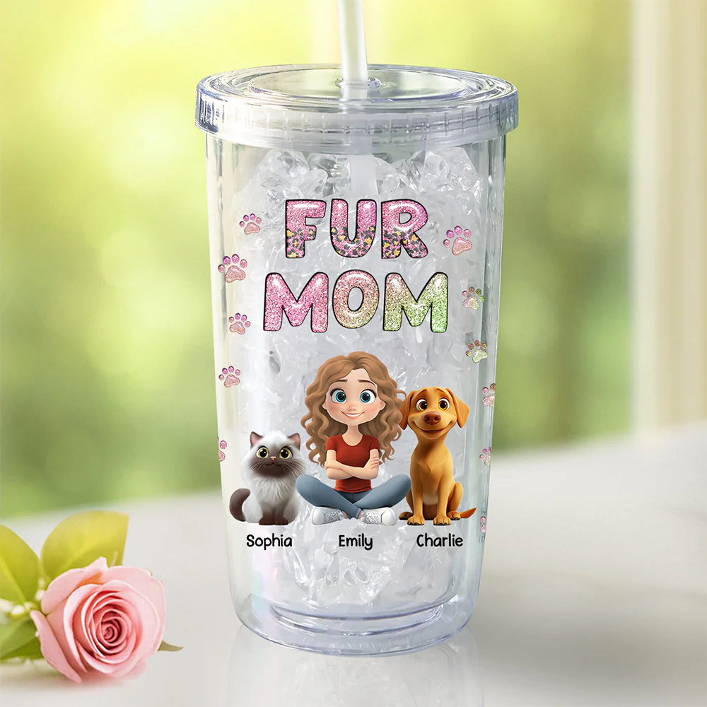 Pet Mom Lovely Chibi - Personalized Custom 14oz Plastic Tumbler - Image 2