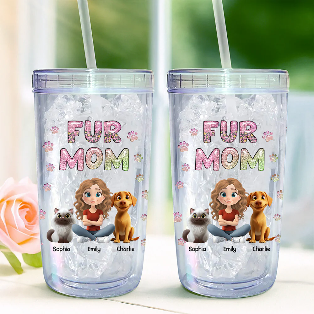 Pet Mom Lovely Chibi - Personalized Custom 14oz Plastic Tumbler - Image 3