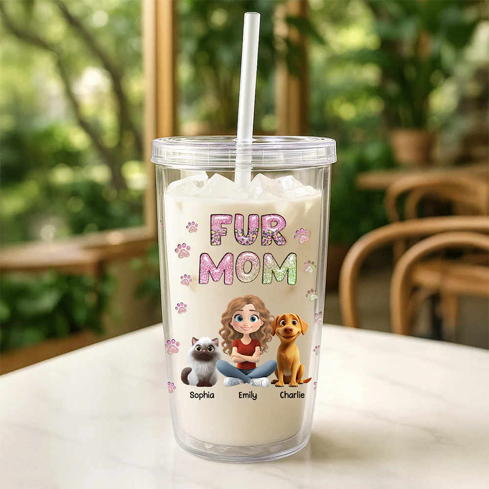 Pet Mom Lovely Chibi - Personalized Custom 14oz Plastic Tumbler - Image 4