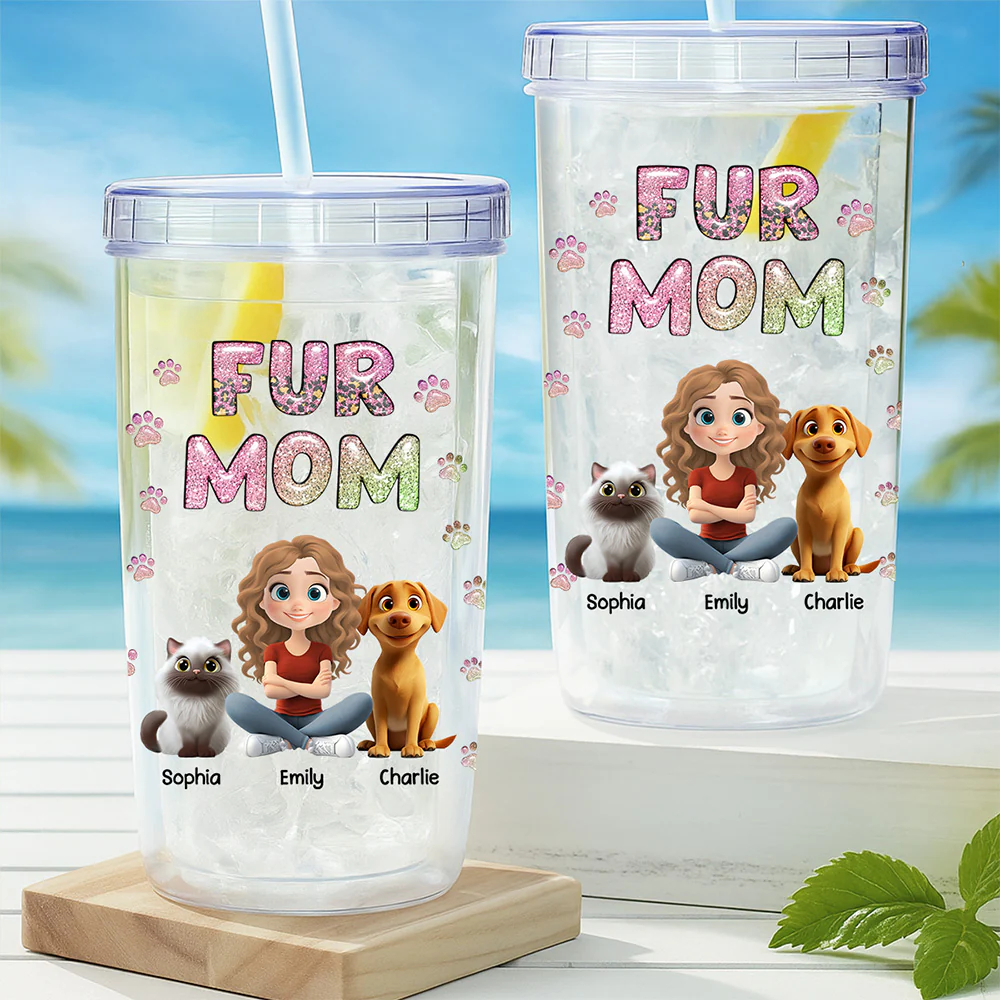 Pet Mom Lovely Chibi - Personalized Custom 14oz Plastic Tumbler - Image 5