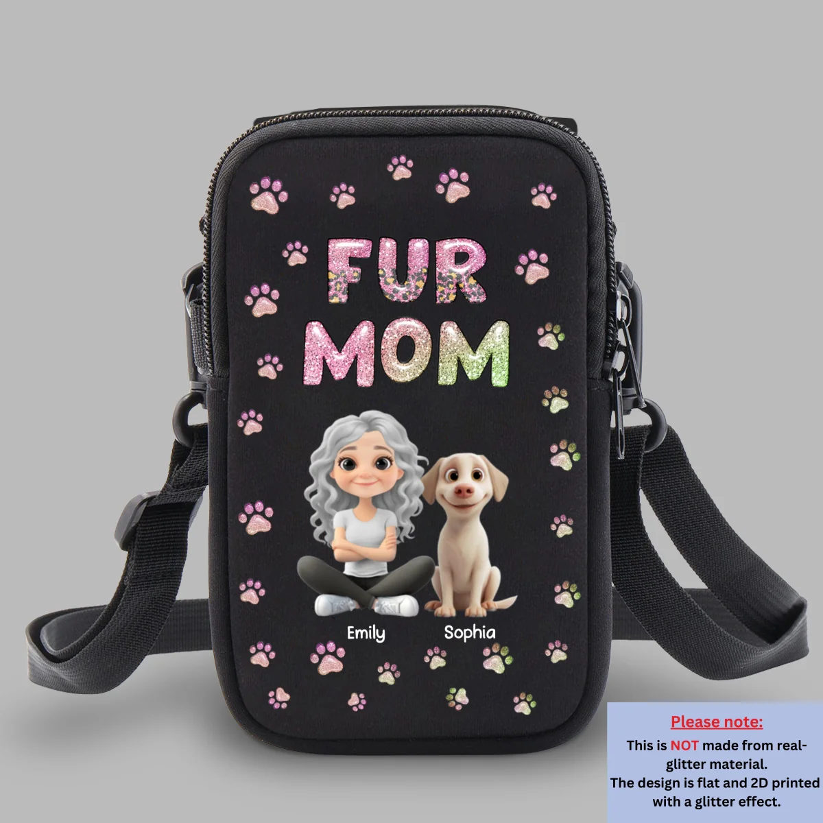 Pet Mom Lovely Chibi - Personalized Custom Water Bottle Carrier Bag - Image 7