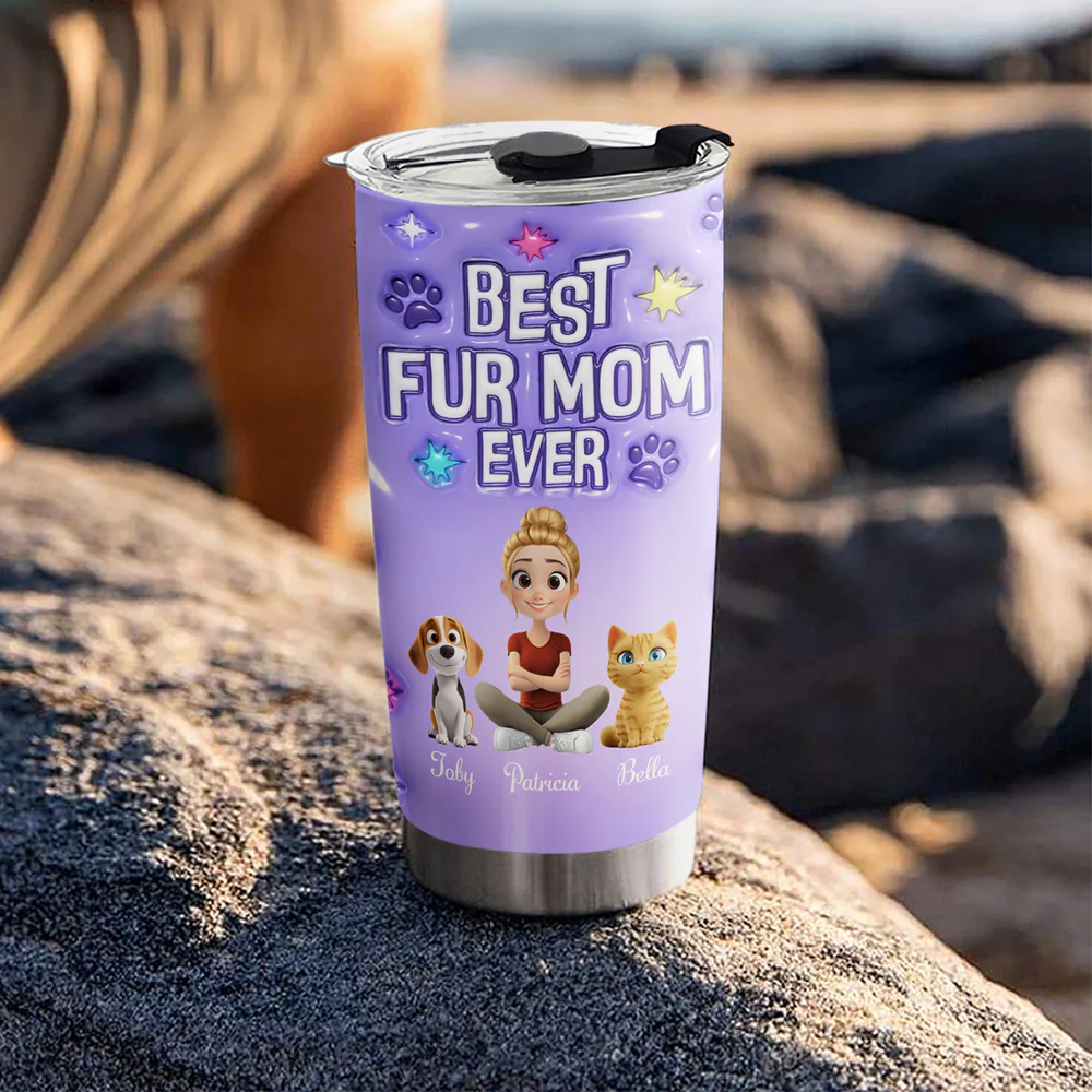 Pet Mom Power - Personalized Custom 3D Inflated Effect Tumbler - Image 5