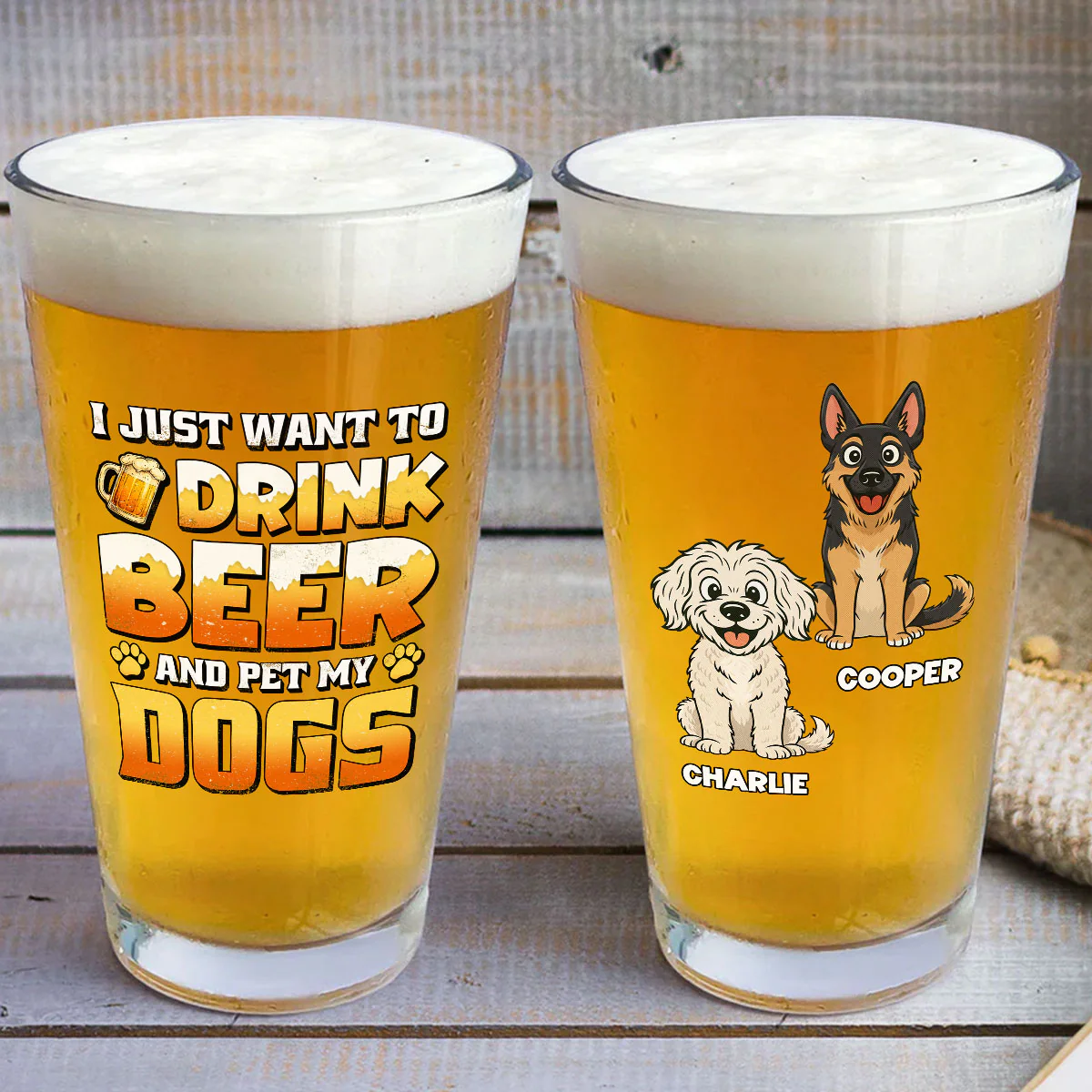Pet My Dog And Drink Beer - Personalized Custom Beer Glass - Image 3