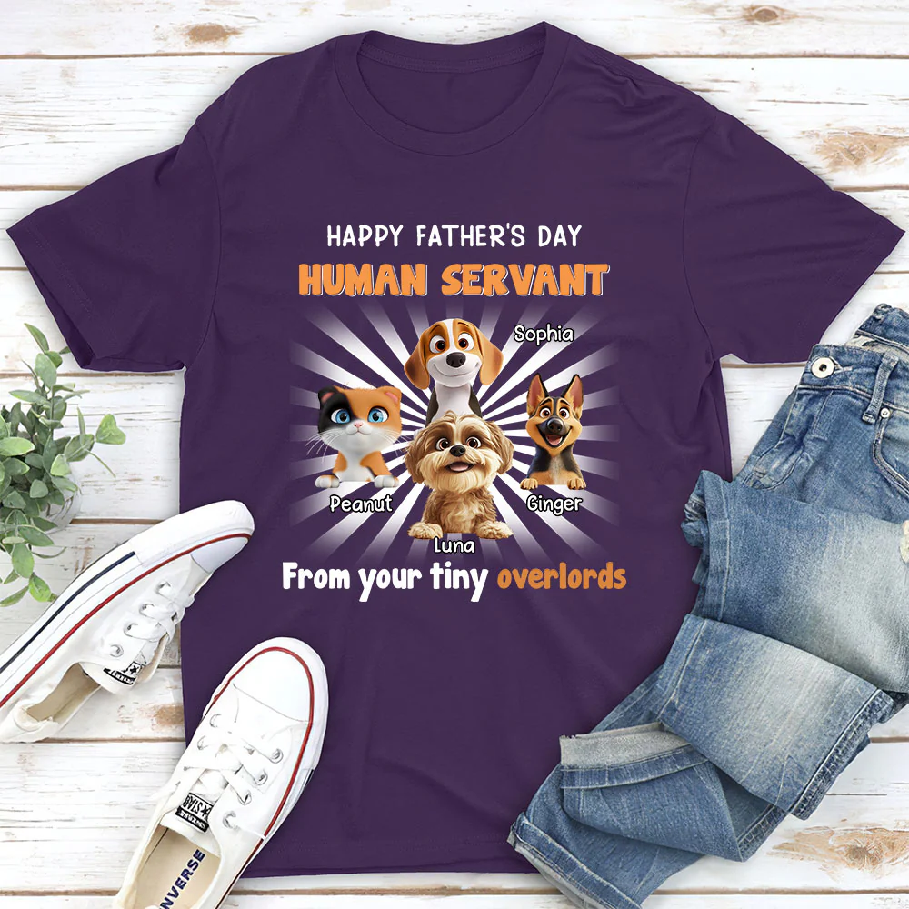 Pet Overlord And Human Servant - Personalized Custom Unisex T-Shirt - Image 4