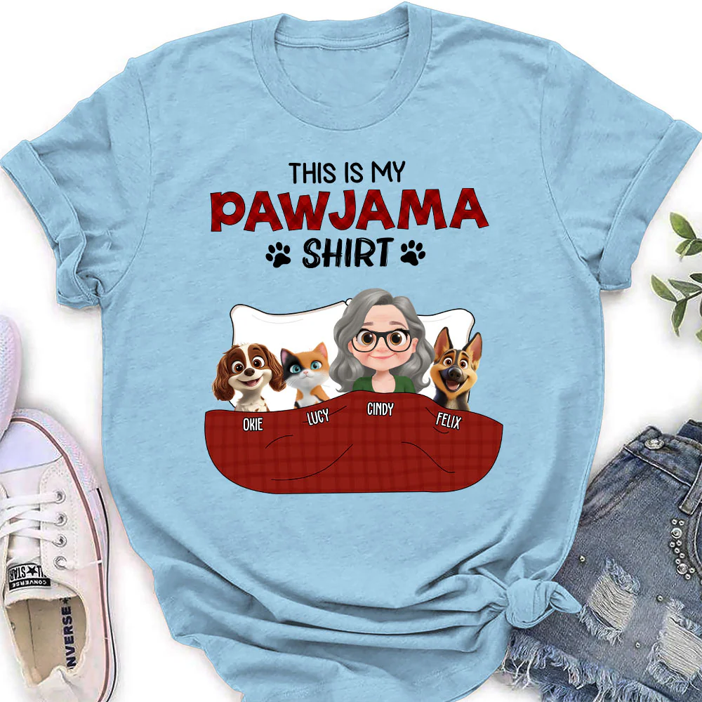 Pet Pawjama Shirt New Style - Personalized Custom Women's T-Shirt - Image 3