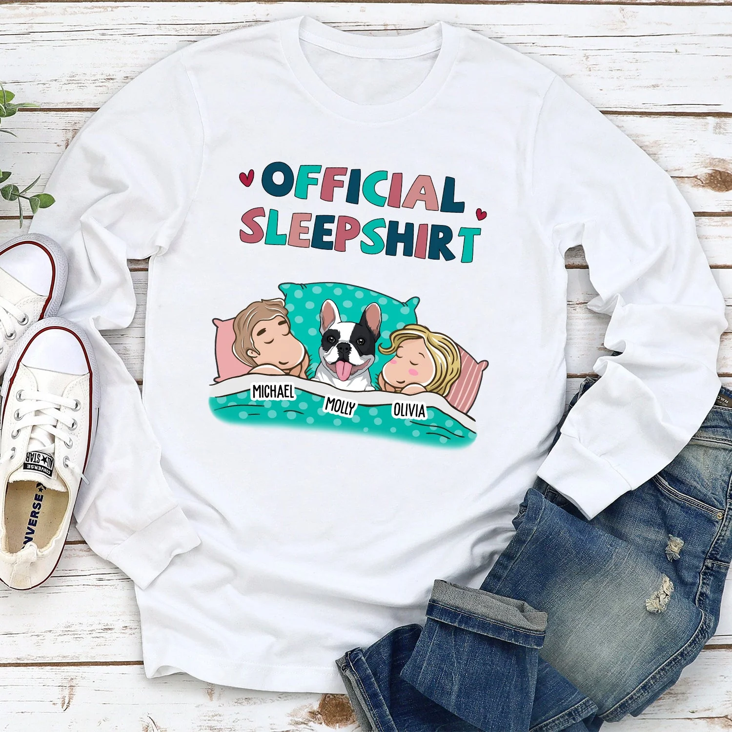 Pet Sleepshirt For Couple - Personalized Custom Long Sleeve T-shirt - Image 3