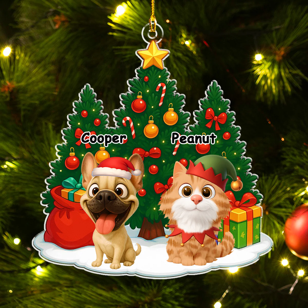 Pet Under Christmas Tree - Personalized Custom Acrylic Ornament - Image 2