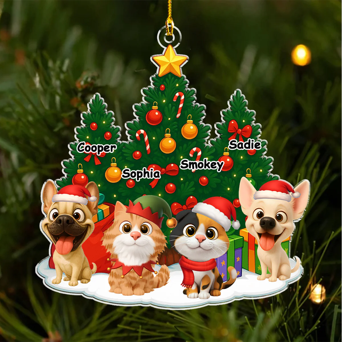 Pet Under Christmas Tree - Personalized Custom Acrylic Ornament - Image 4