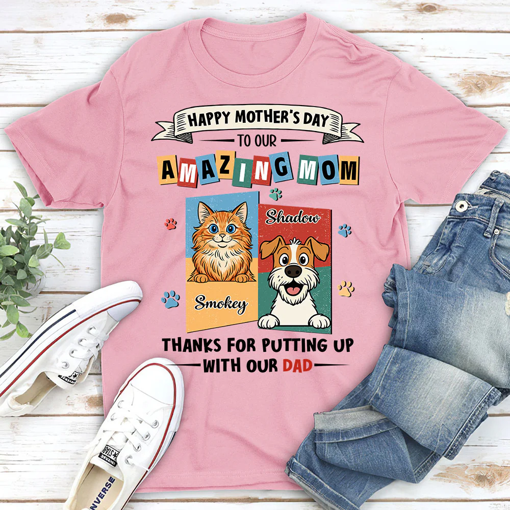 Pets Approved Mom - Personalized Custom Unisex T-Shirt - Image 2