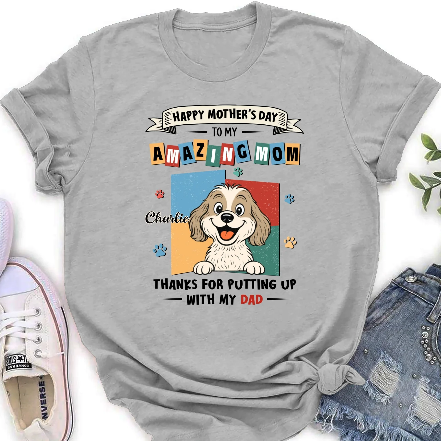 Pets Approved Mom - Personalized Custom Women's T-shirt - Image 6