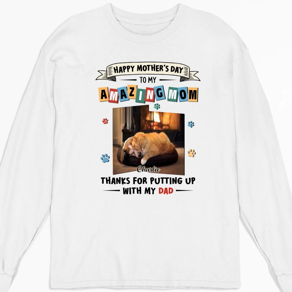 Pets Approved Mom Photo - Personalized Custom Long Sleeve T-shirt - Image 3