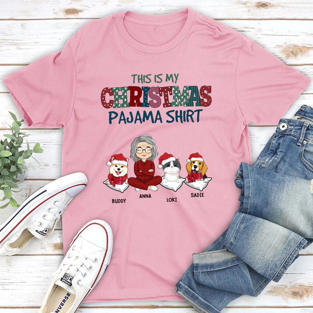 Pets Christmas Pajama - Personalized Custom Premium T-shirt - Image 3