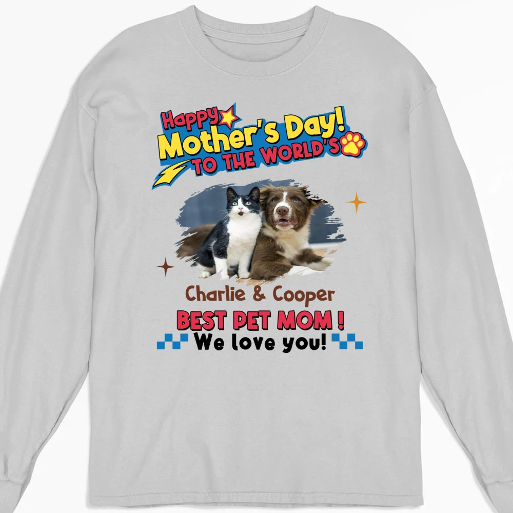 Pets Mom Forever Photo - Personalized Custom Long Sleeve T-shirt - Image 4