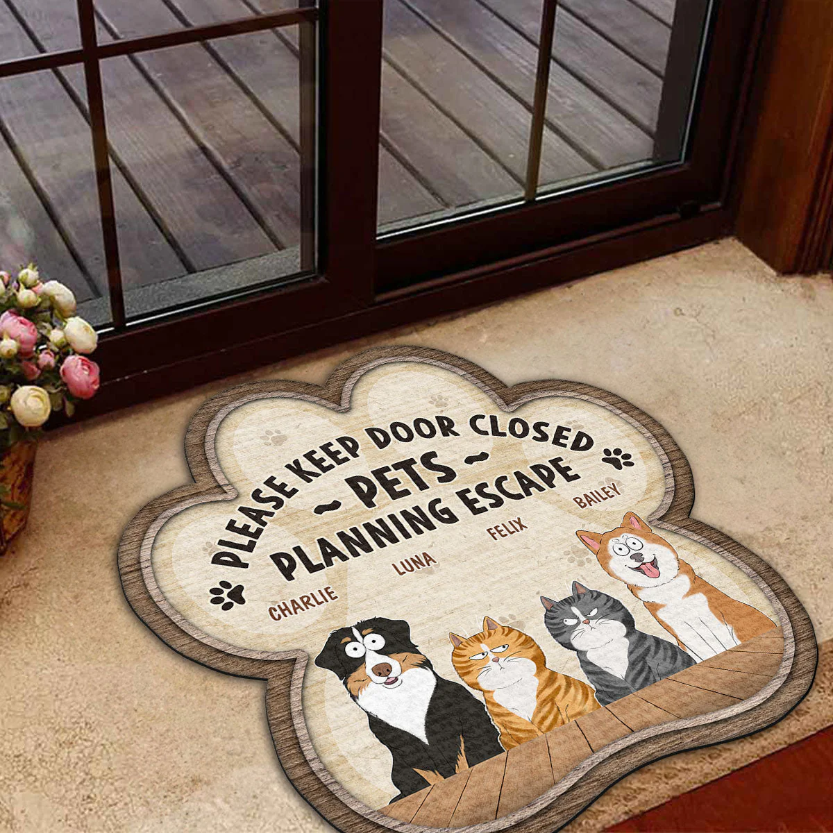 Pets Planning Escape - Personalized Custom Doormat - Image 4