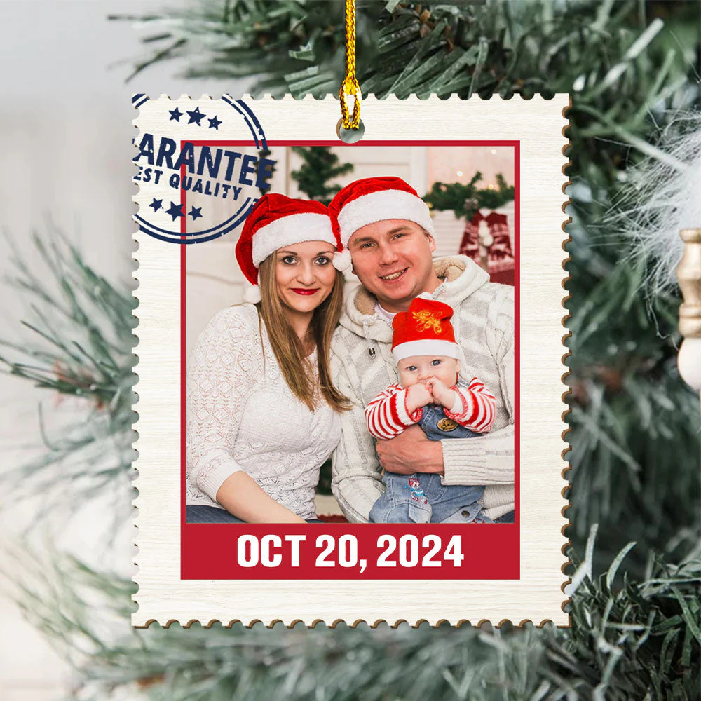 Photo Stamp - Personalized Custom 1-layered Wood Ornament - Image 3