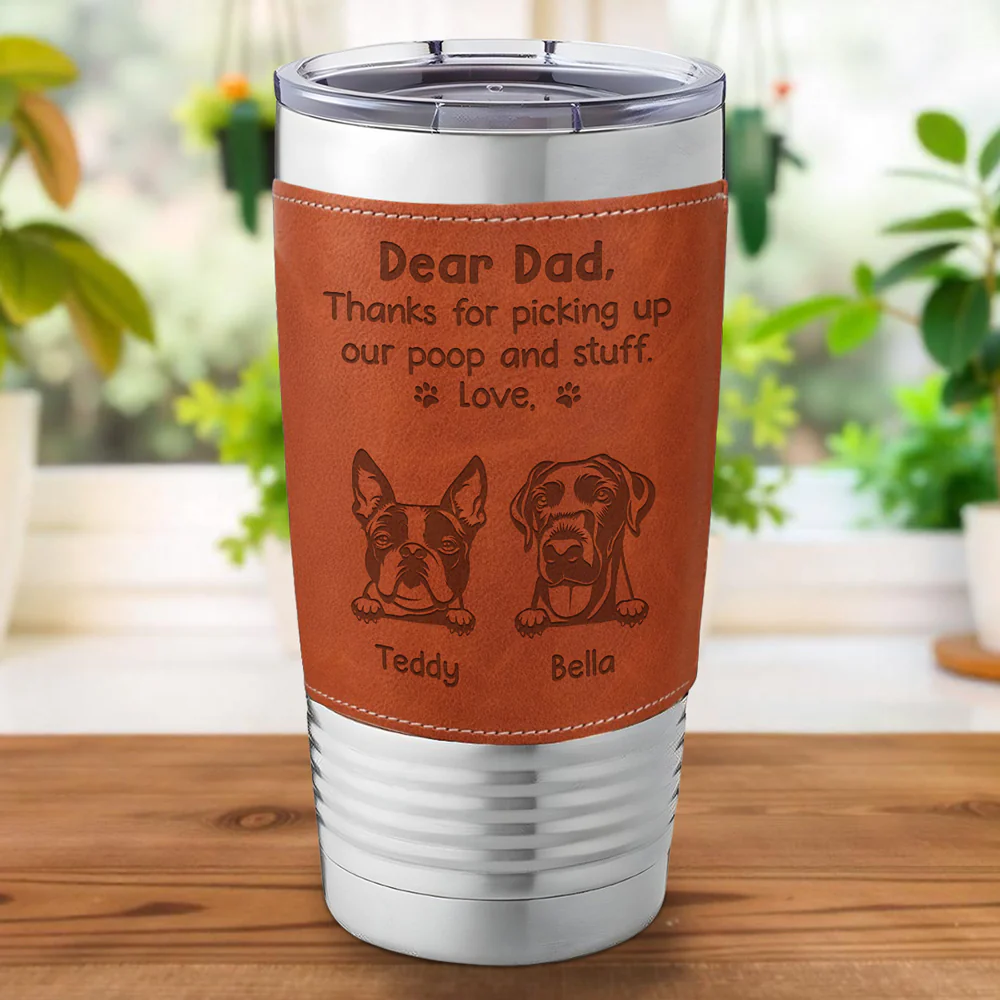 Picking Up My Poop - Personalized Custom Engraved Leather Tumbler - Image 4